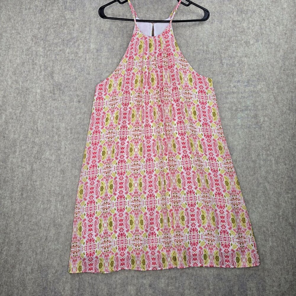 Womens Sleeveless Floral Print Halter Dress L Polyester Lightweight Multicolor
